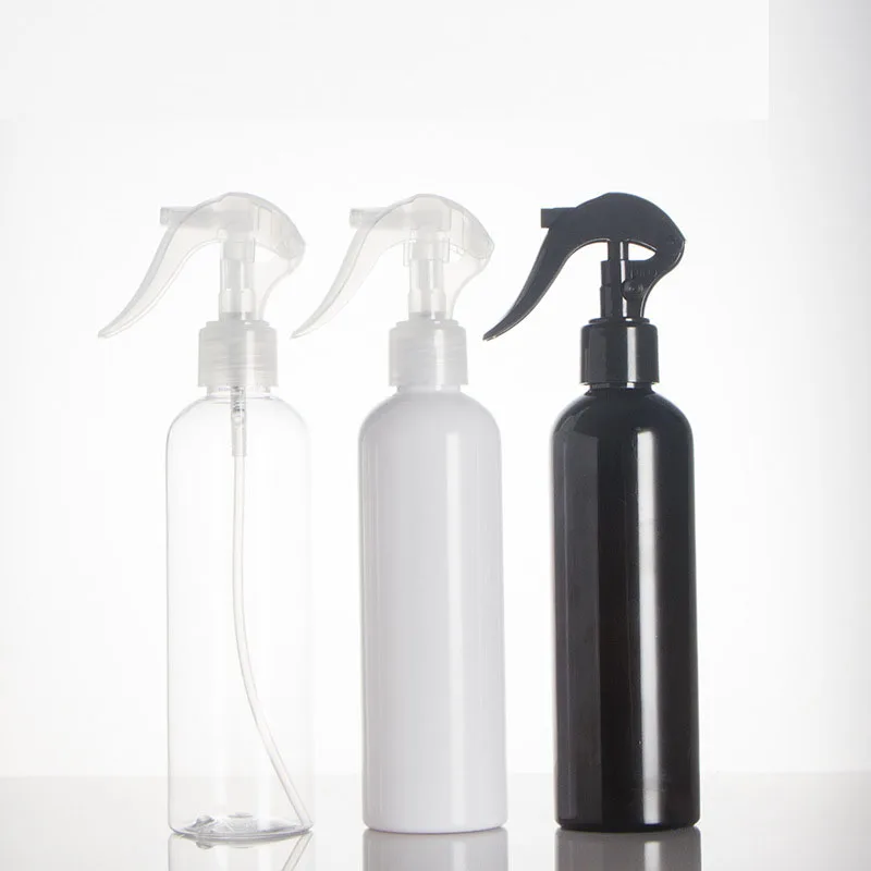 250ml Stock Plastic Trigger Spray Bottle 8 oz Custom Round White black Mist Spray Bottle