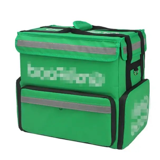 Wholesale telescopic takeaway box green small ice bag foldable food delivery incubator rider delivery pizza bag