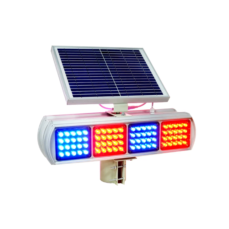 Solar flashing lights red and blue traffic warning light 9V 6W super bright signal light