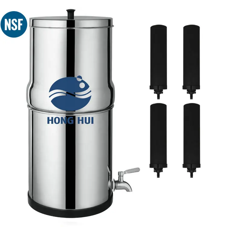 NSF/ANSI 42&372 LT-2.25A Household Camping Stainless Steel Countertop Water Purifier Gravity Water Filter