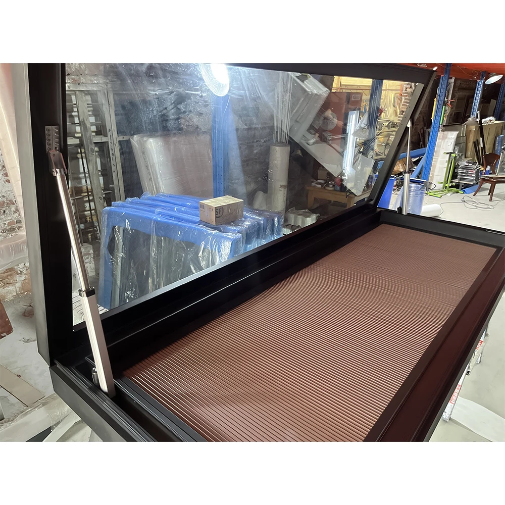 Custom Automatic Large Gast Strut Awning Roof Access Hatch With Tempered Glass Top Hung Aluminum Roof Skylight With LED Light