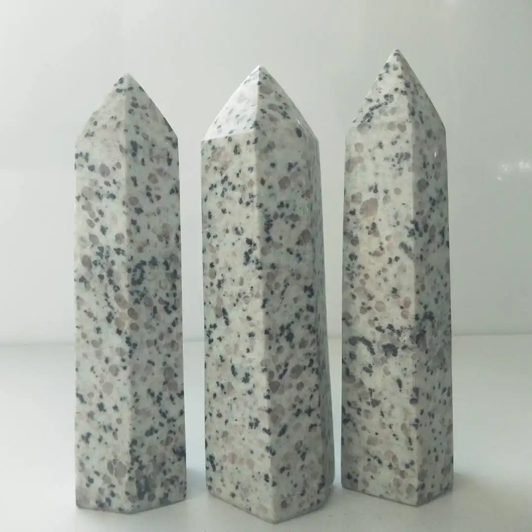 High Quality Natural Healing Stone Dalmatians Tower Kiwi Jasper Crystal Tower