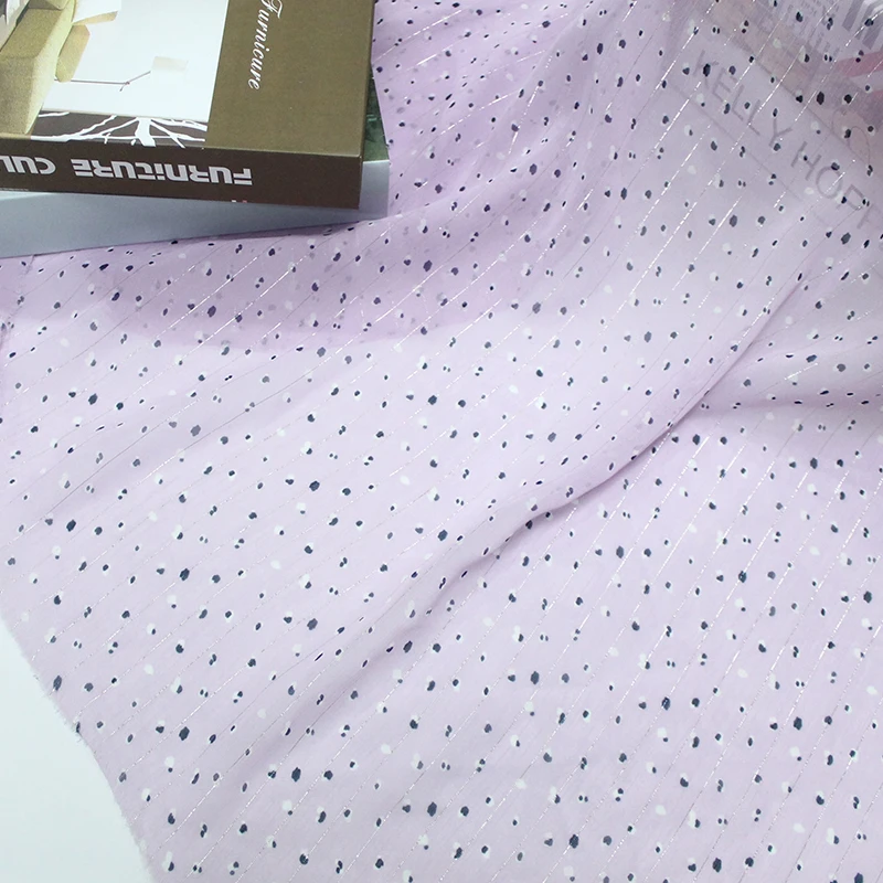 
Suppliers High Quality 100% Polyester Digital Printed Crepe Chiffon fabric with silver wire 