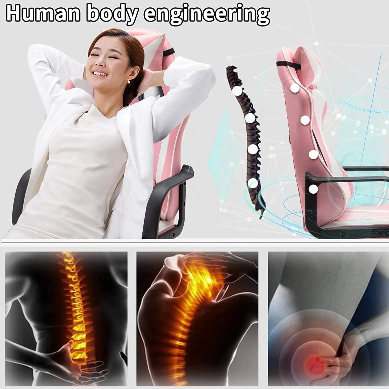 Pakistan popular high quality low MOQ PC Office Chair cheap Pink Gaming Chair Computer Gamer Chair for Girls nylon base