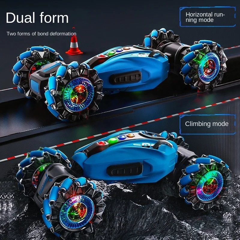 AiJH 4WD Remote Control Gesture Sensor Toy Cars Sided Rotating Off Road Vehicle 360  With Lights Music RC Spray Stunt Car