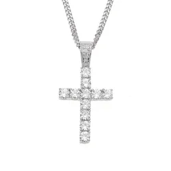 2020 Trendy Hip hop rap cross white diamond paved gold silver cross necklace