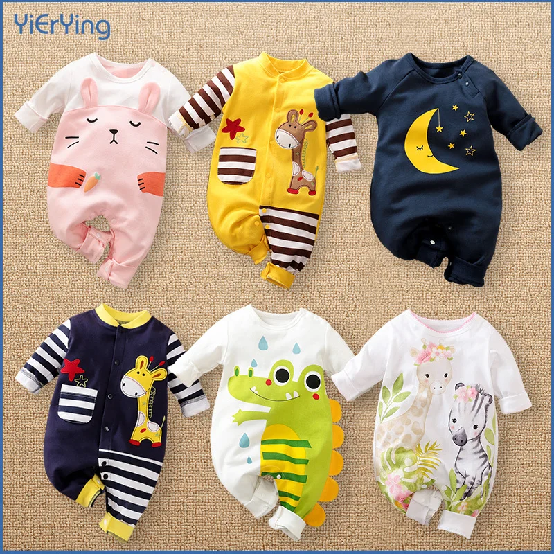 Custom Logo High Quality Baby Clothing Cotton Cartoon Print Baby Romper Newborn Comfort Casual Baby Jumpsuit For Winter