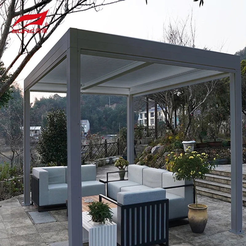 Modern Motorized Pergola 5x5 Kits Gazebo Outdoor Bioclimatica Waterproof Louvered Aluminium Garden Pergolas