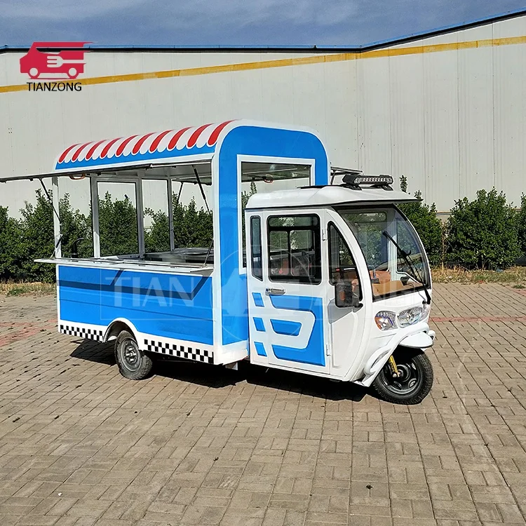 TIANZONG R1 Mobile piaggio ape electric tricycle food cart tricycle food truck catering trailer snack food trike