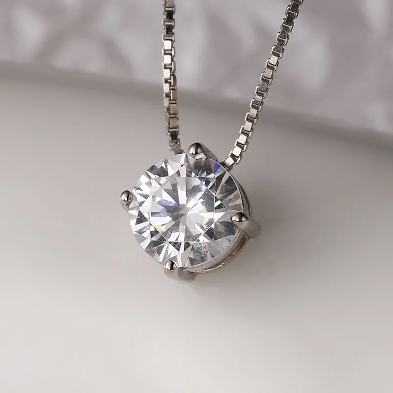 Потрясающие 925 стерлингового серебра изящный cz diamond solitaire ожерелье для