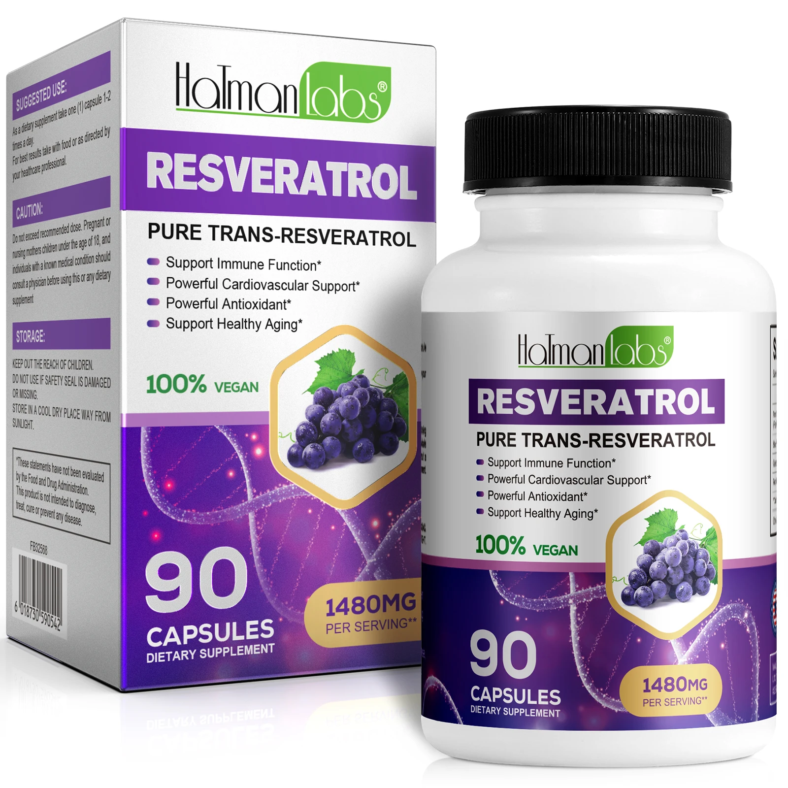 OEM High Quality Healthcare Supplement Natural Vegan 1480mg Resveratrol Capsules