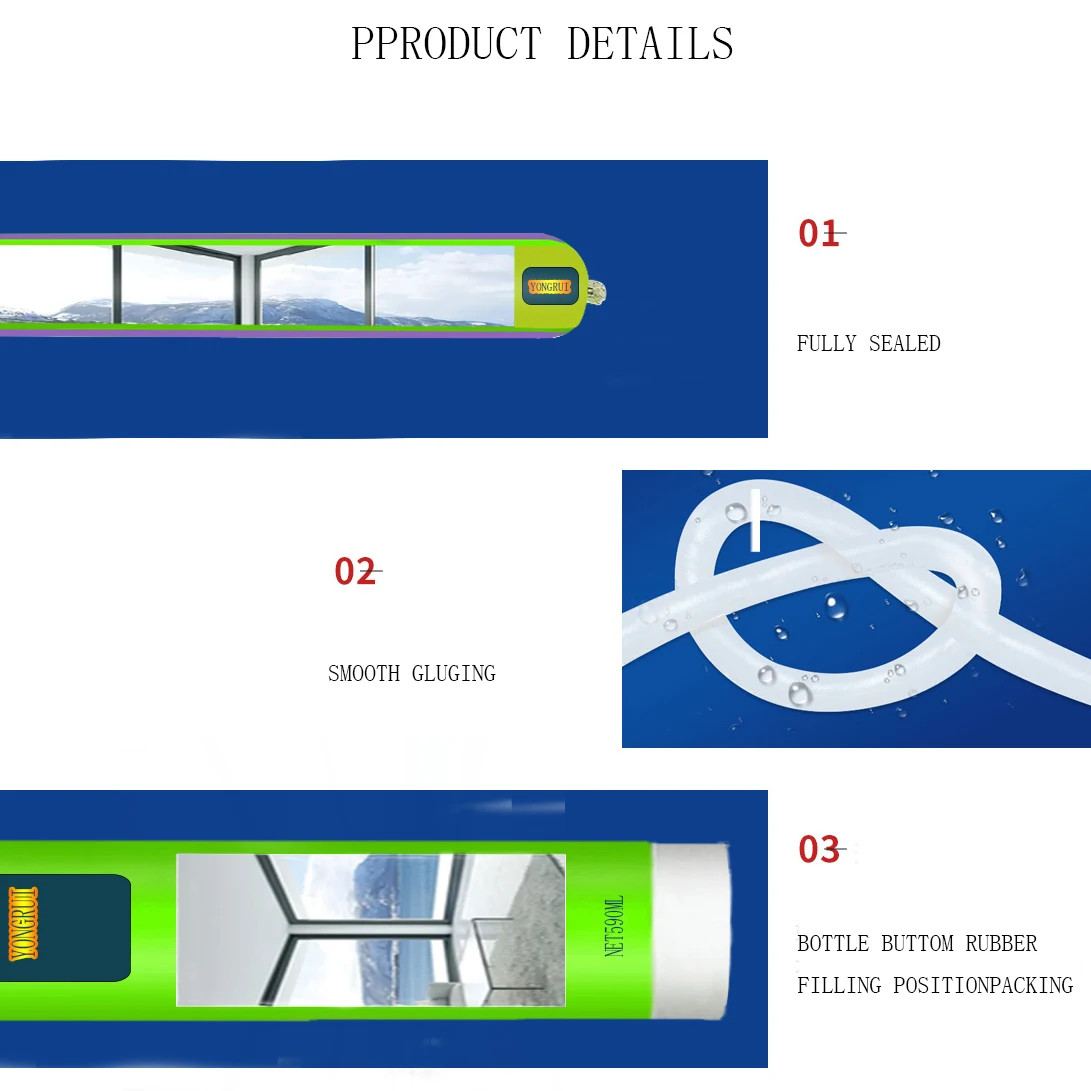 Fast Quick Excellent Water Resistant Curtain Walling Neutral Silicone Adhesive Sealant