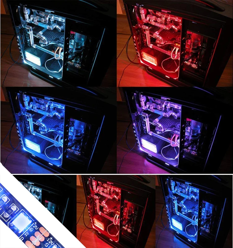 30cm Magnetic LED Strip Light PC Computer Case Magnetic Strip Light SATA Power Supply Red Blue Green Yellow White Pink 12V