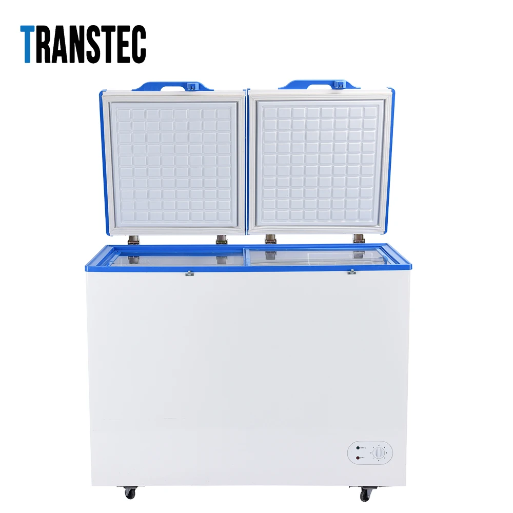 Supermarket double door 358L solar freezer off grid system for household and commercial use efficiently