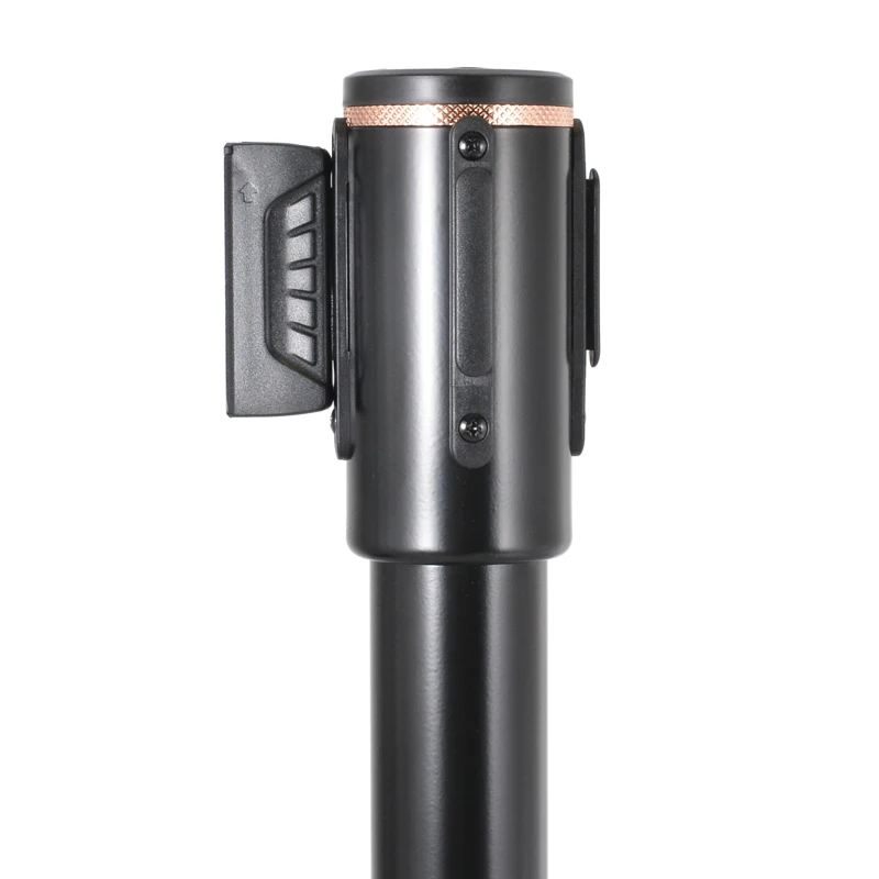 Stackable U Shape Type Base Airport Railway Crowd Control Roller Queue Barrier Pole Retractable Belt Post Stanchion With Wheel