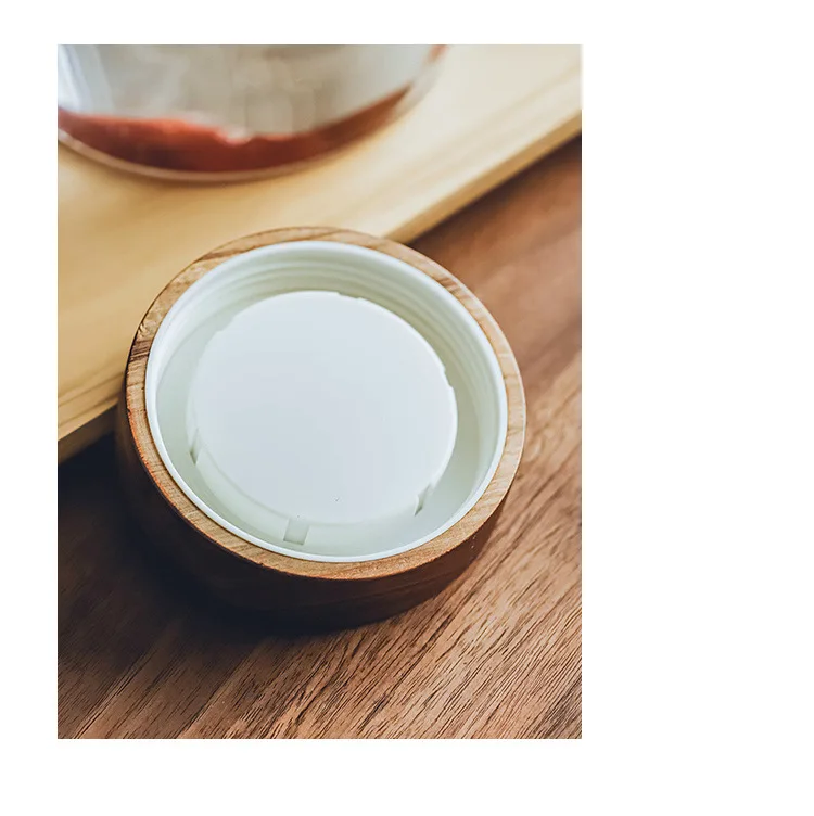 Clear 1/2 gallon large mason  canisters glass jar with Airtight wood lid  for Flour, Cereal, pickles