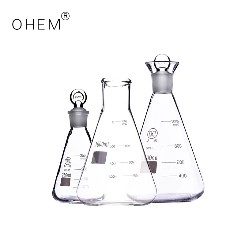 Laboratory tapered bottle Iod iodine grinding bottle transparent glass Triangular flask
