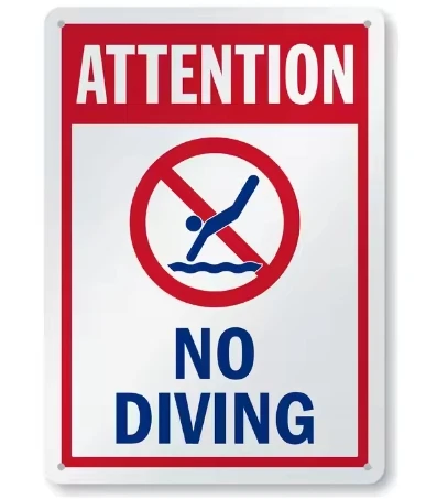 Hot Sale Durable Prohibition Sign No Diving Warning Road Signs for Park Reflective Materials Custom