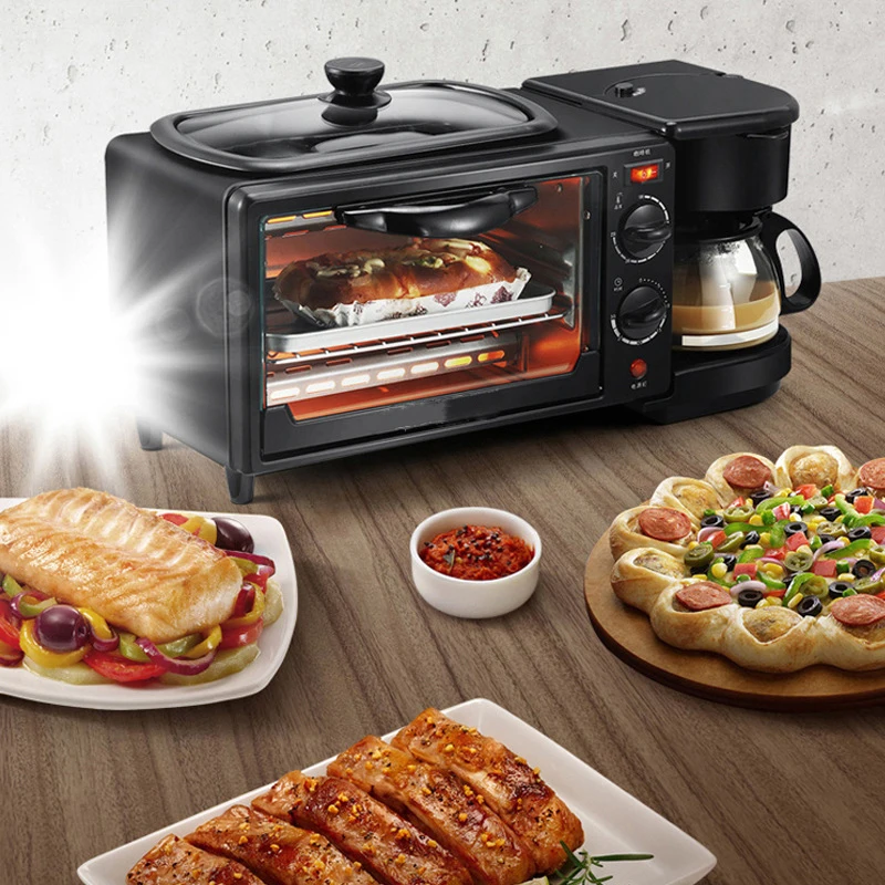 3 In 1 Electric Oven Breakfast Maker Coffee Maker Multi Functional Make Coffee Toast Fried Eggs