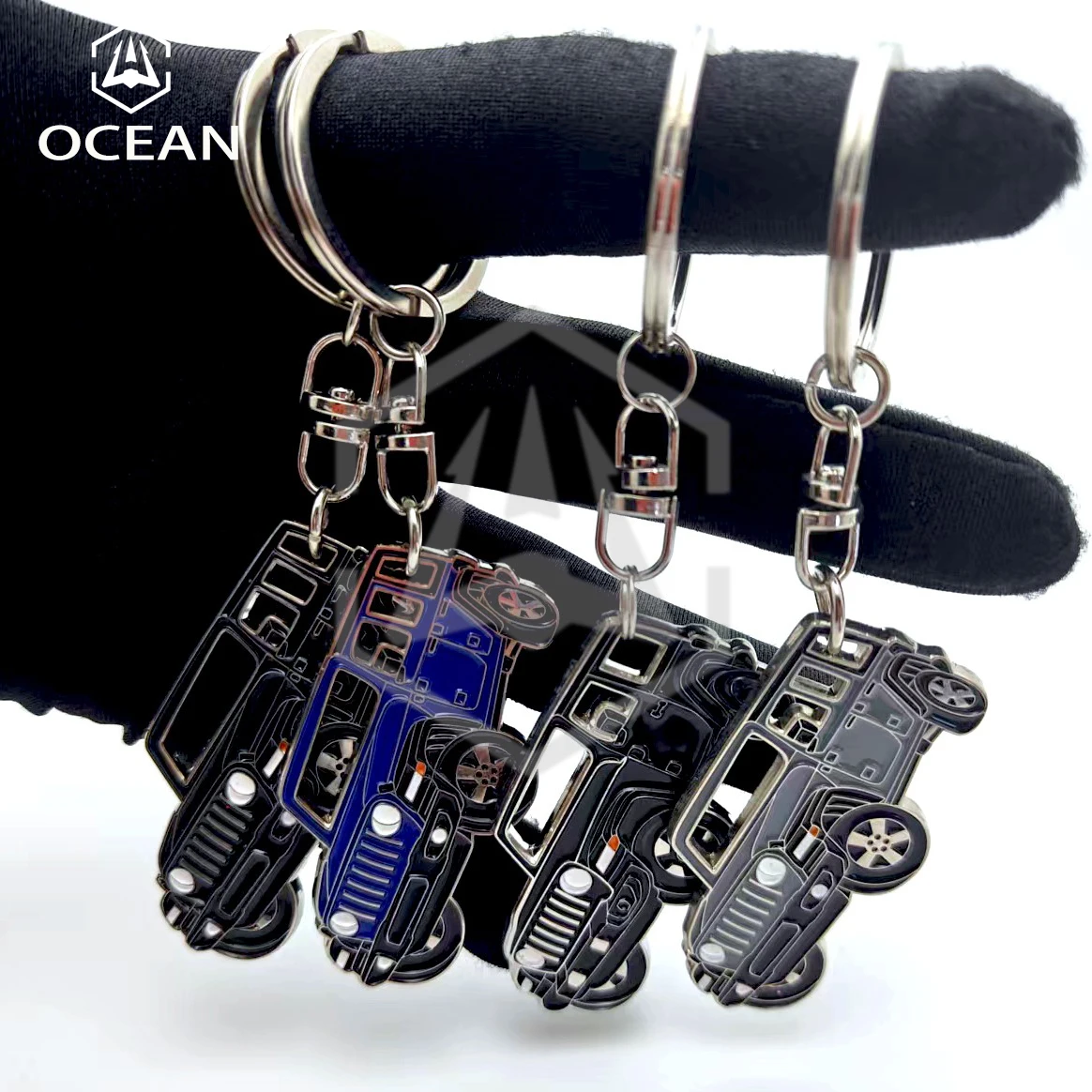 company logo engraved promotional black metal keychain