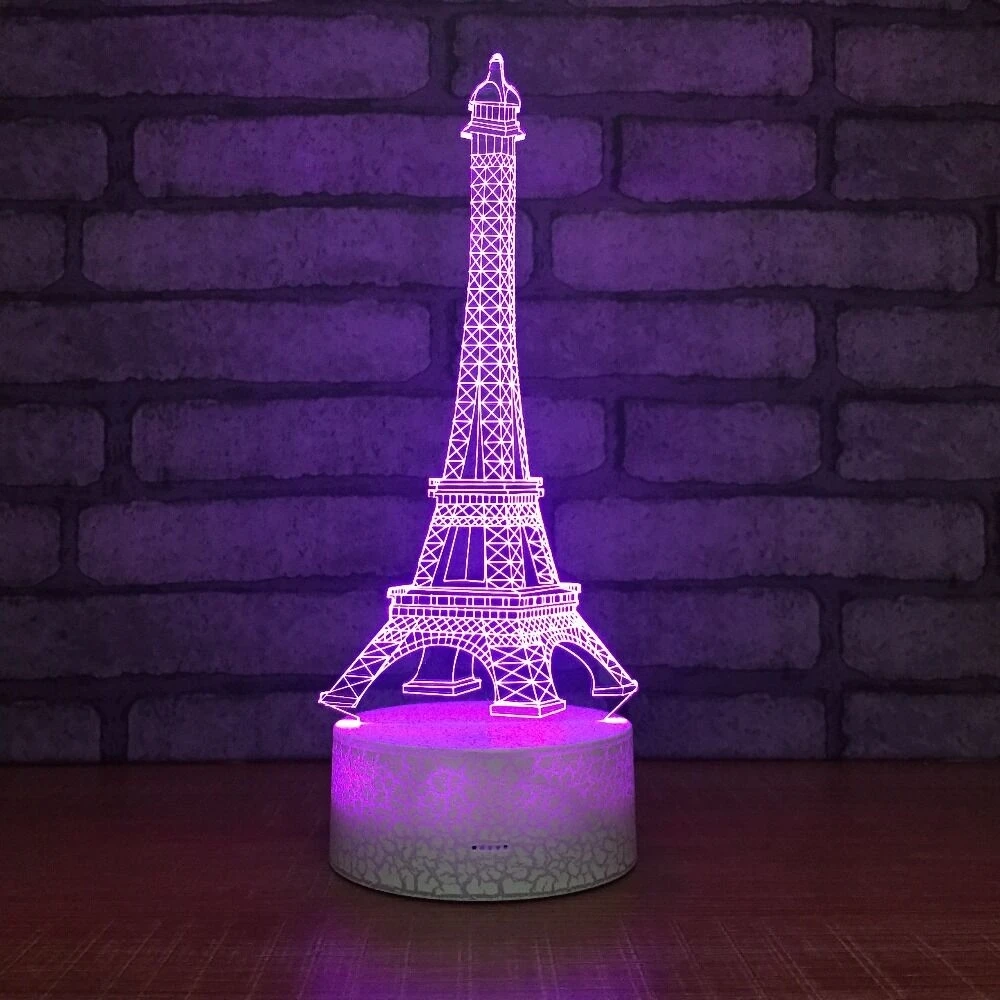 Jartown Modern Tower Patterns Acrylic USB Cable & Remote Control Powered by AAA Battery RGB LED Lamp Bases for 3D Night Light desk lamp