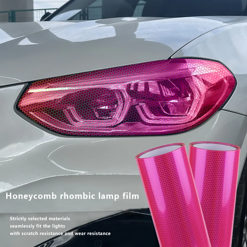 Universal Headlight Tint Film Taillight Vinyl Tint Sticker Light Film Wrap Honeycomb Laser Lamp Film 30CM*8M