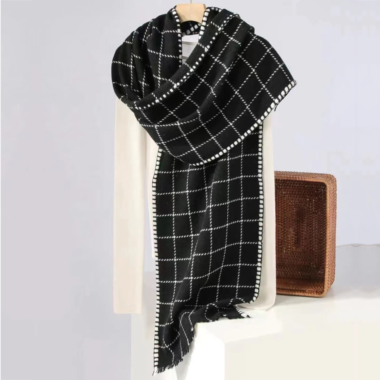 Inner Mongolia 26s 40*190cm Winter Thick Men Women 100% Wool Scarf