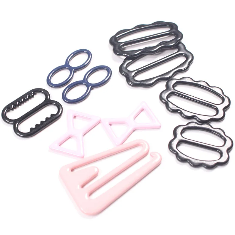 Swimwear accessories colored bra adjuster ring and slider adjustment bra hook