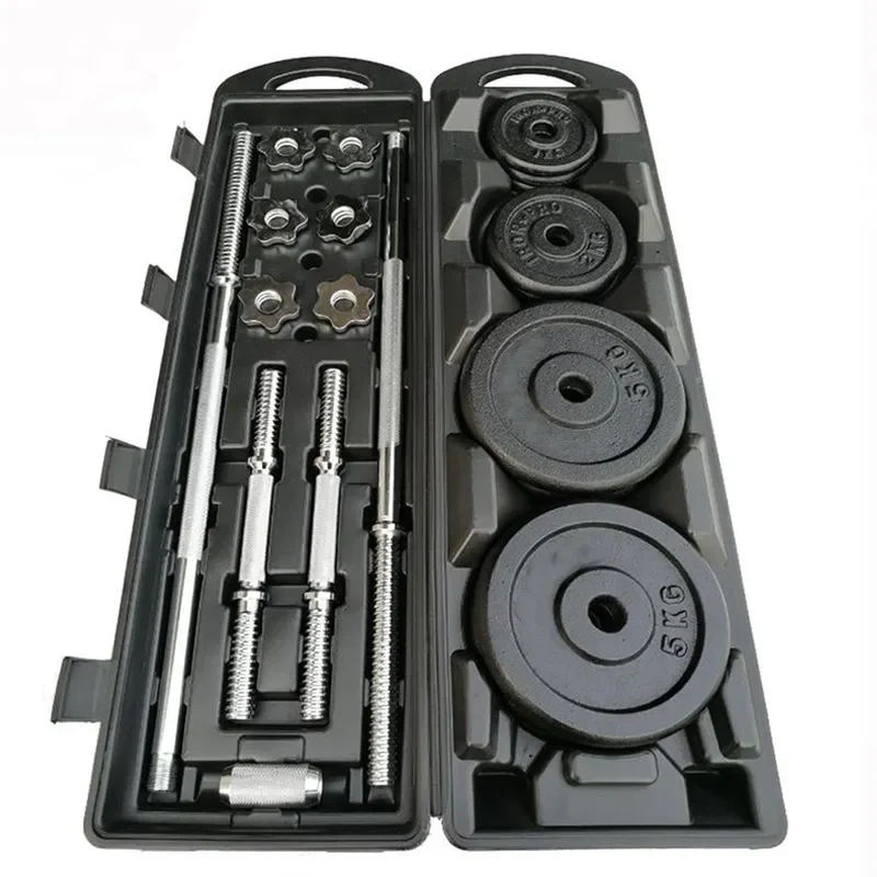 Gym Home Weightlifting Dumbbel With Cases Baking Varnish Black Painted Cast Iron 50kg Weights Dumbbells Set