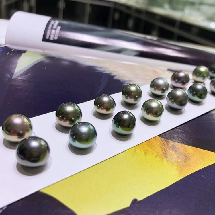 New 12-13mm AAA Round Akoya Tahiti Pearl Seawater Oyster Black Color For DIY Bracelet Necklace Ring Holiday Gift