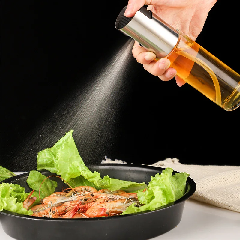 Glass Oil Spray Household kitchen Press-type Barbecue Glass Oil Spray Bottle Edible Olive Oil Spray