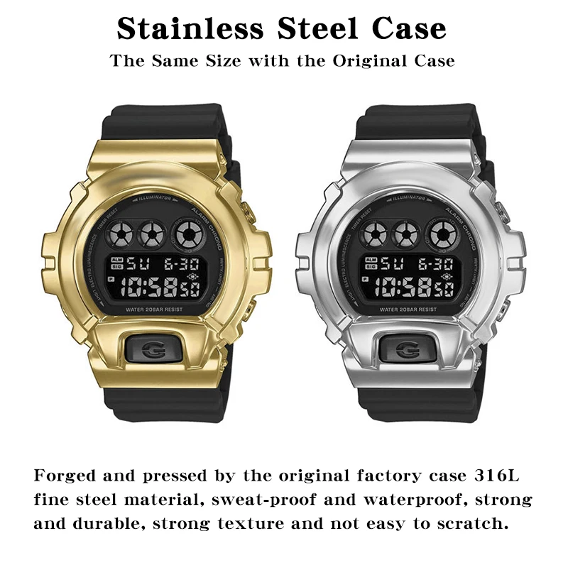 Bling bling iced out diamond case  stainless steel watchband series and  frame metal case dw-6900 bezel