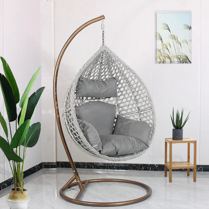 Patio chair rattan  metal wood furniture french bistro rattan outdoor hanginge woven egg armless wicker rope outdoor patio chair