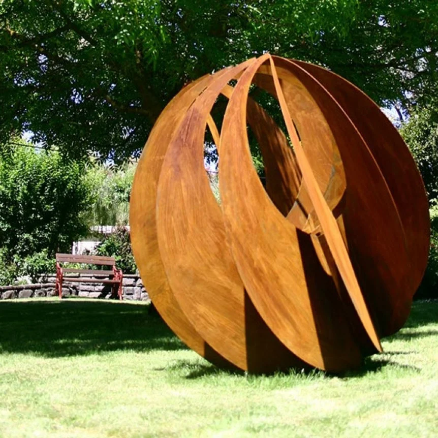 Keenhai Decorative Solid Rusty Corten Steel Sculpture For Garden Outdoor