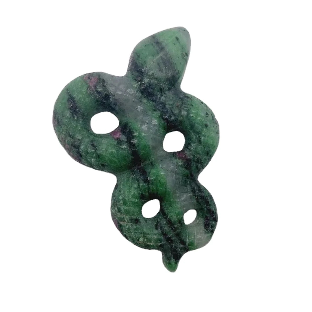Carved Natural Green Aventurine Semi Precious Cobra Snake Shaped Jade Animal Stone Carving For Halloween Decoration