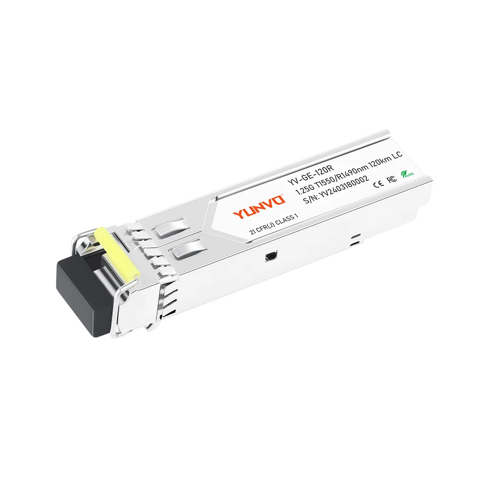 Yunvo GLC-BX120-U Compatible SFP 1000BASE-BX-U BiDi 1490nm-TX/1550nm-RX 120km DOM Simplex LC/SC SMF Optical Transceiver Module