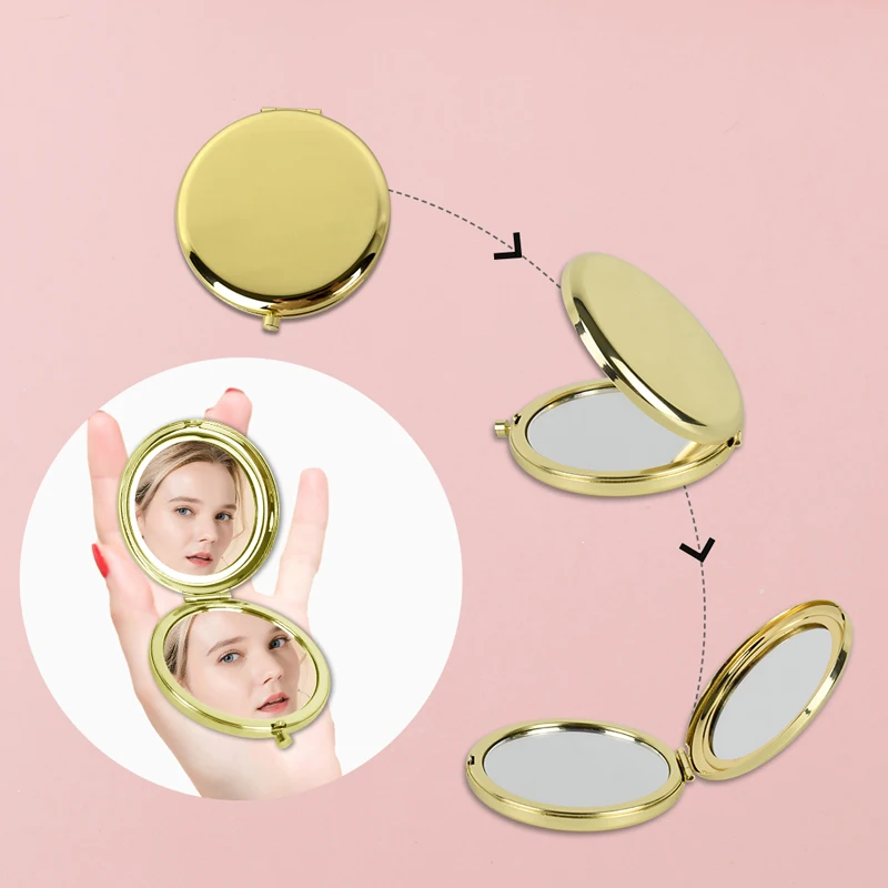 Wholesale Round Hand Compact Travel Small Cosmetic Pocket Mirrors Handheld Makeup Gift Folding Custom Logo Mini Cheap Mirror