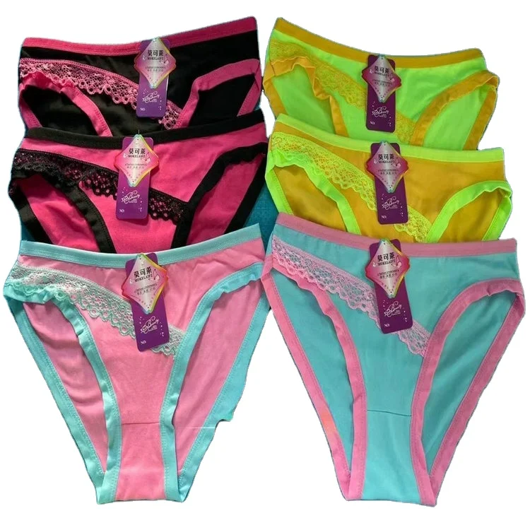 0.3 Dollar Model XMK004 Panties Wholesale Cute Students Girls Thong Sexy Bikini Lace Thong With All Colors