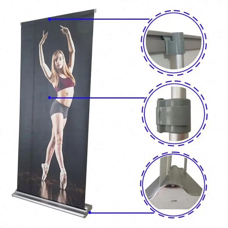 Top Selling Rotating Single Side Pop up Banner Retractable Banner Stand Wide Stable Base Roll Up Banner Stand