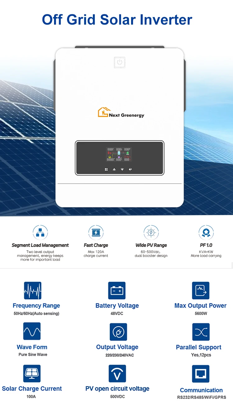 4KW 5KW 6KW 7KW 8KW 10KW High Quality 5000W Solar Inverter Built in MPPT Solar Hybrids Inverter