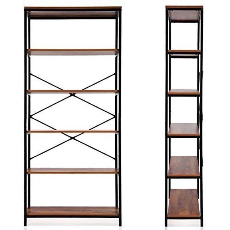 Vekin Furniture 5 Tiers Tall Book Shelf Bookrack Organizer Free Standing Storage Wooden Bookshelf Wholesale