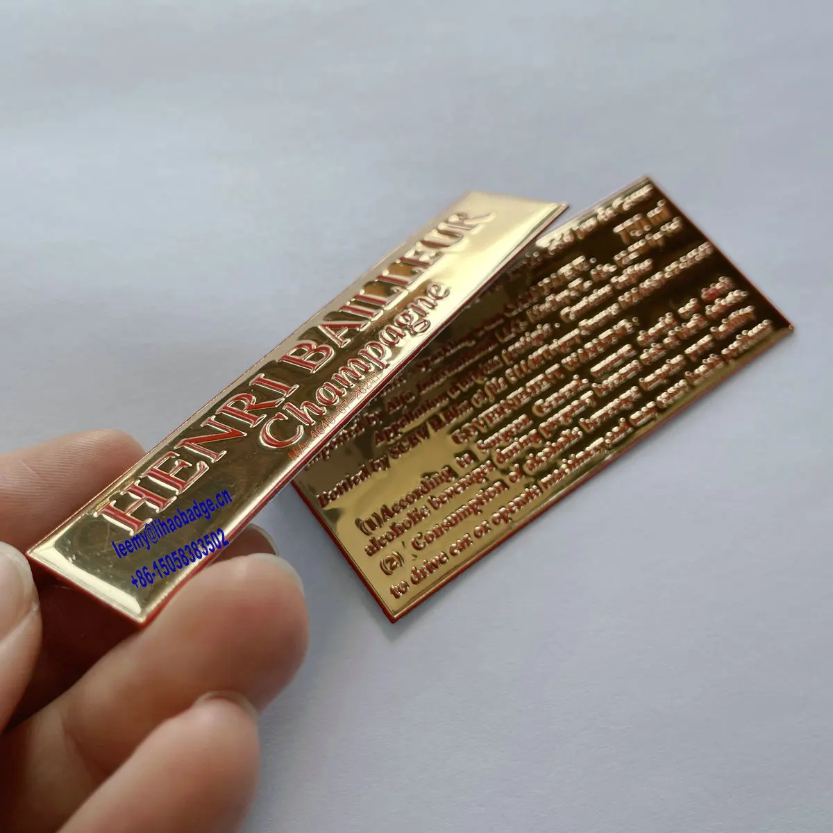 brut wine bottle aluminum metal glossy gold red heart packing sticker label