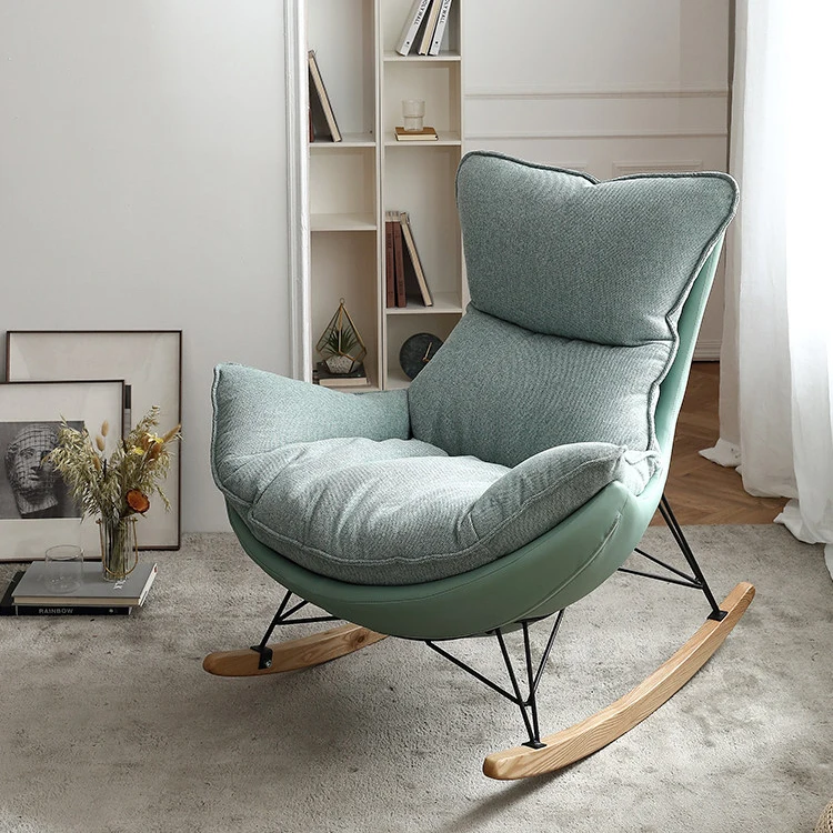 
Adult Cushion Lounge Chair Relax Wood Base Rocking Recliner Chair for Living Room 
