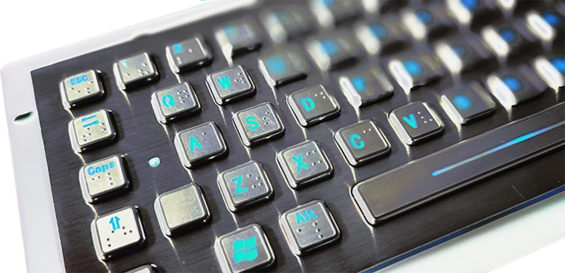 IP65 stainless steel waterproof rugged braille metal keyboard with touch pad