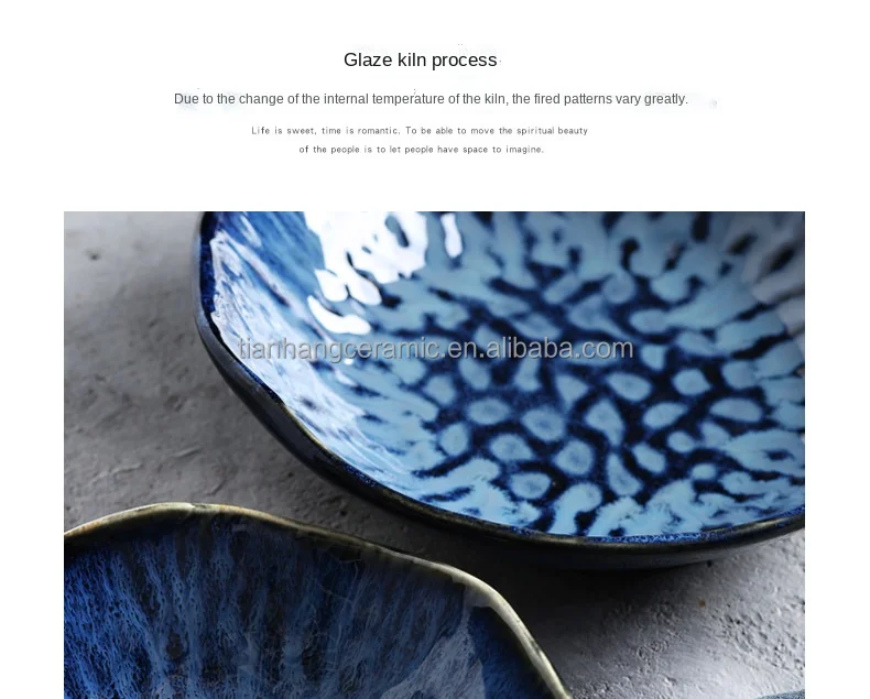 Nordic Modern Home tableware blue Glazed deep Plates Bowl Ceramic Dinnerware for hotel Restaurant porcelain Salad dessert bowls.jpg