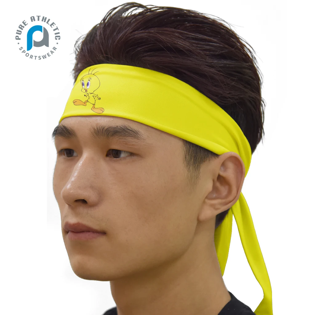 PURE softball headband Custom Tennis Workout Run Fitness Sweatband Elastic Sports Tie Back Headband For Men Women