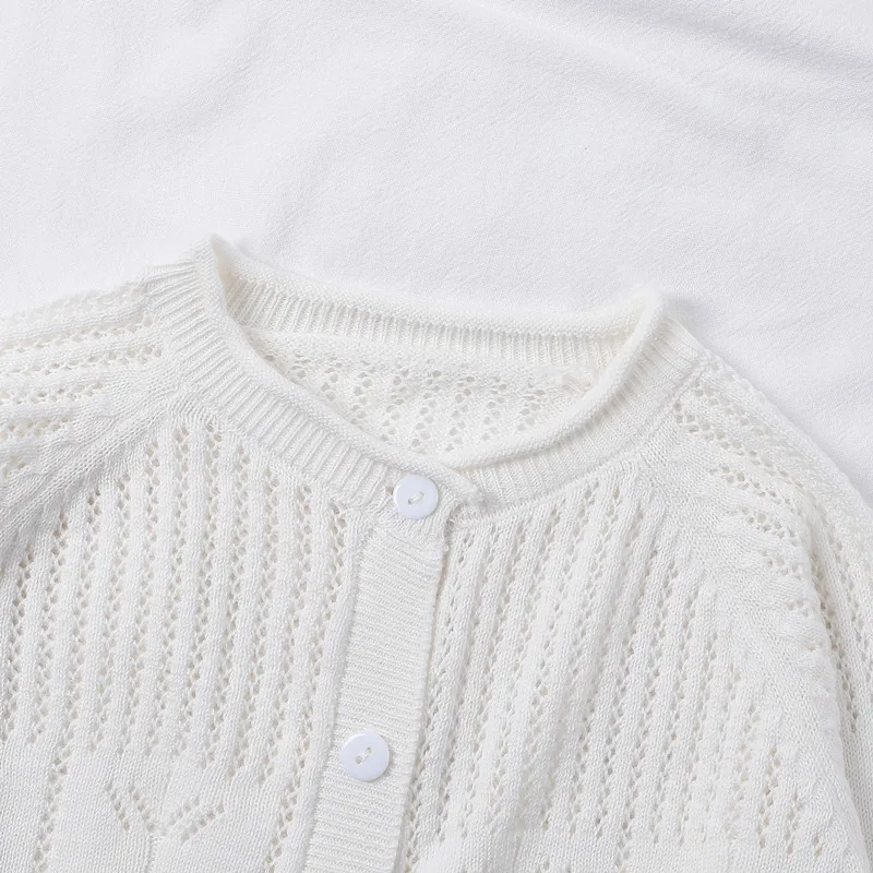 Baby Korean Knitted Cardigan Spring And Autumn Children Jacket Summer Air-Conditioned Shirt Girls Thin Sunscreen Coat