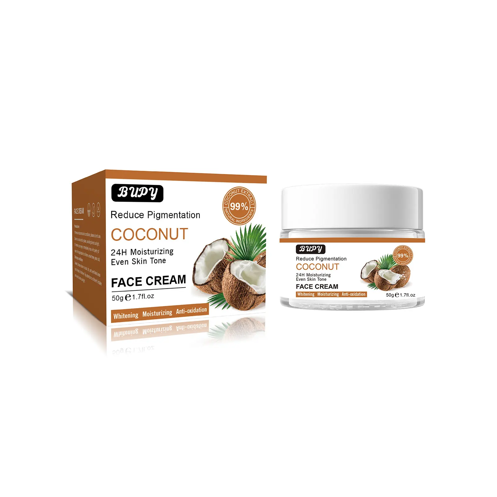 Manufacturer Bupy Coconut Anti-oxidation Face Cream Anti Aging Facial Nourishing Lotion Cream For Winter Dry Skin
