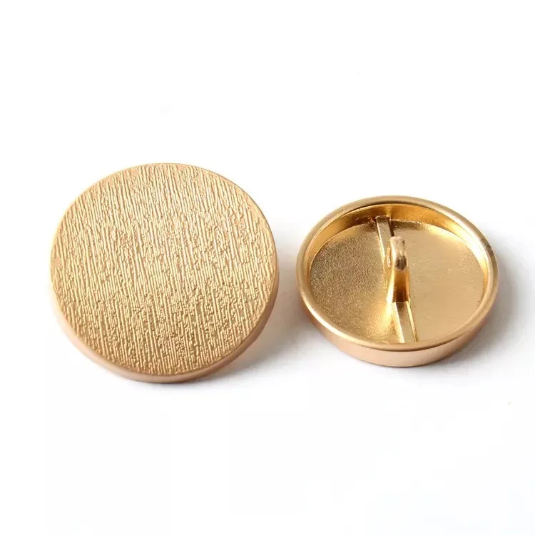 High Quality Engraved Gold Metal Dome Shank Button with Custom Brand Logo round Shape for Hand Sewing on Denim Clothing