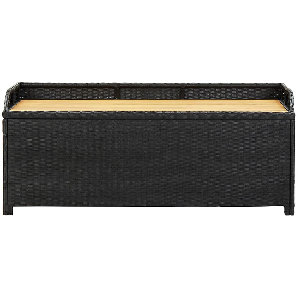 Patio Storage Bench Chair Outdoor Wicker Deck Box PE Rattan Patio Furniture with All-Weather Resistance Durable Material